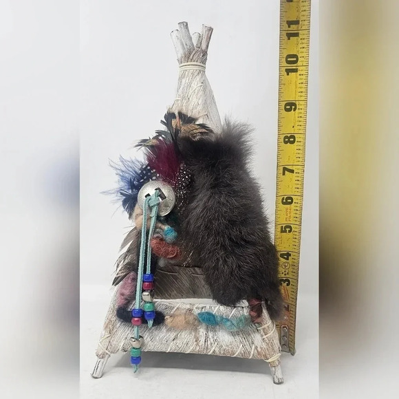 Vintage Natural Wonders Handmade Mini  Native American Indian Teepee Wigwam Fur - Picture 14 of 14